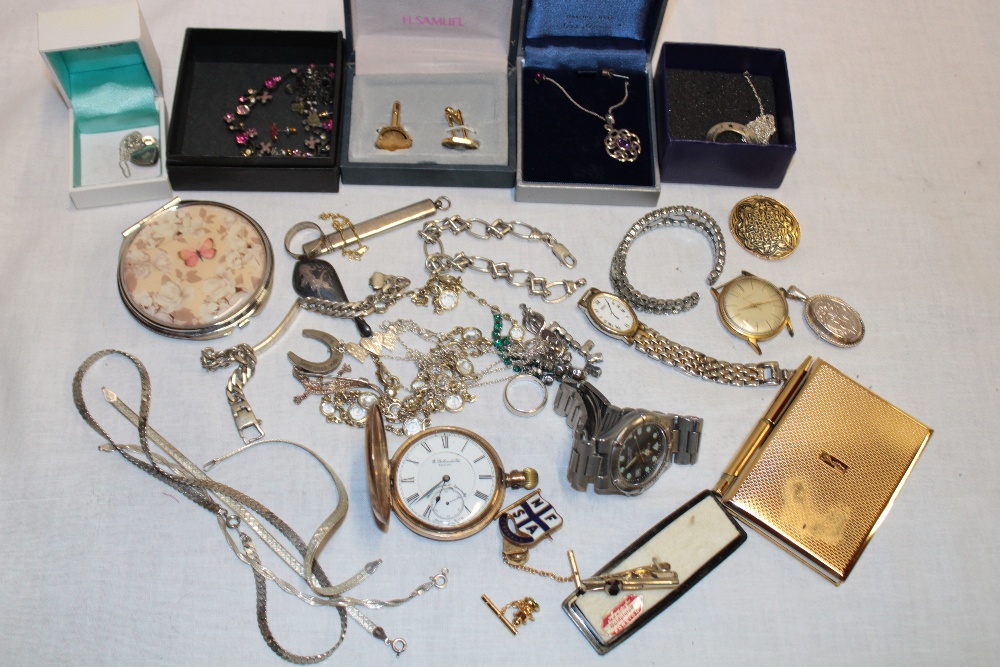 A selection of various costume jewellery including silver jewellery, silver wedding band,