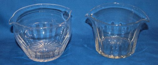 Two 19th century cut glass wine glass coolers with twin spouts