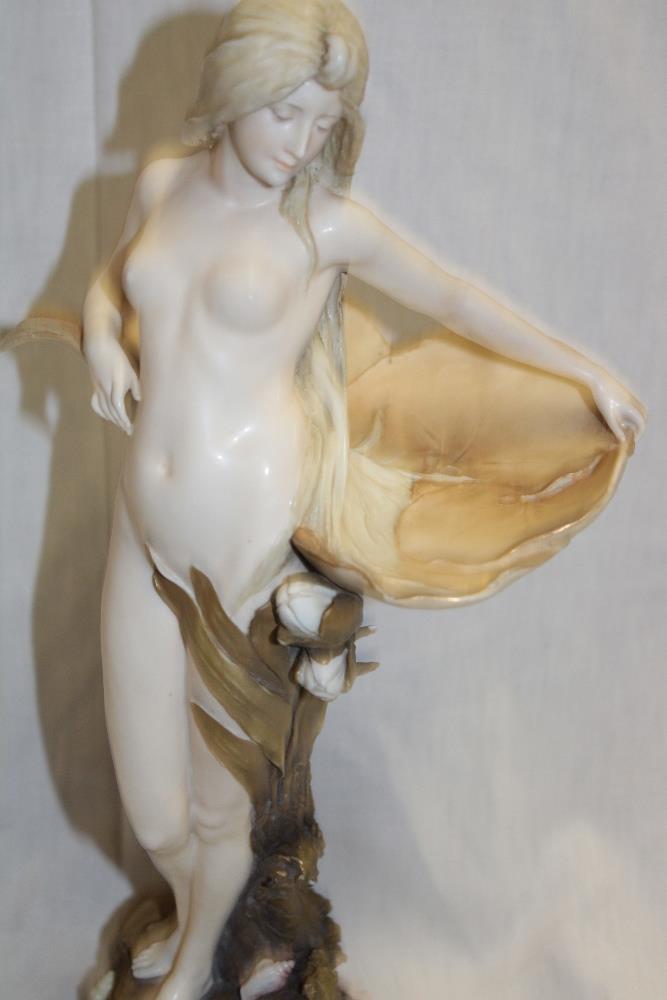 An Austrian Vienna china figure of an Art Nouveau nude female holding a lily pad by Ernst Wahliss, - Image 2 of 3