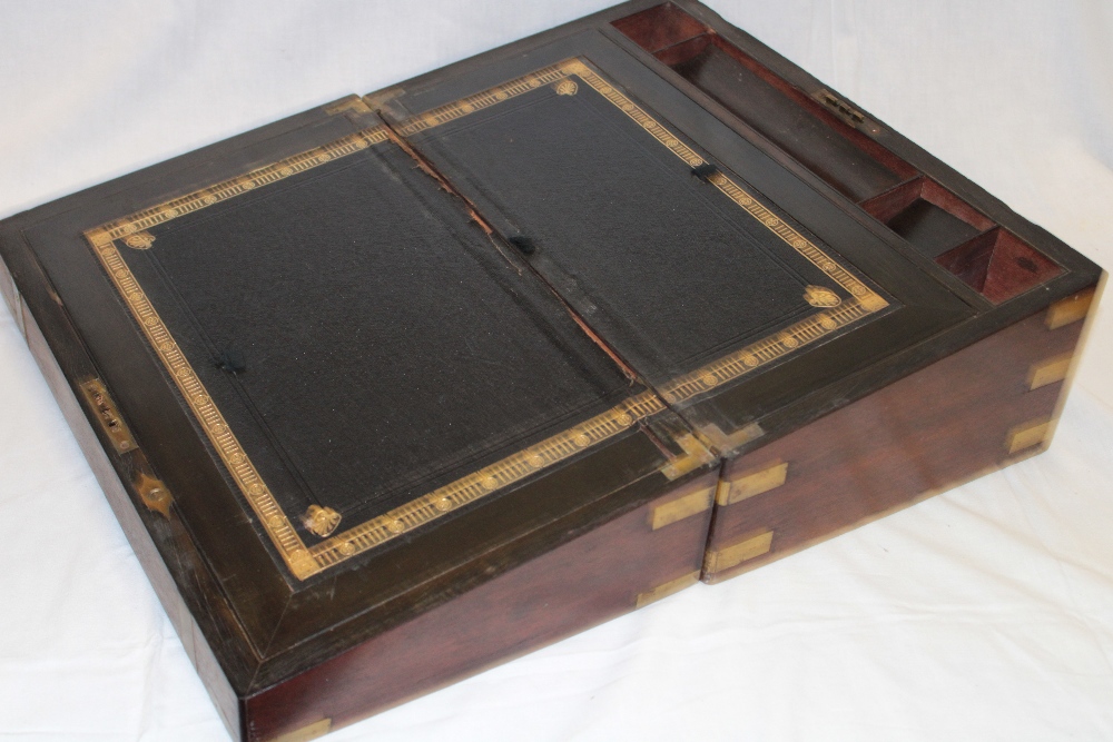 A Victorian brass mounted rosewood rectangular writing slope with fitted interior and writing - Image 2 of 2