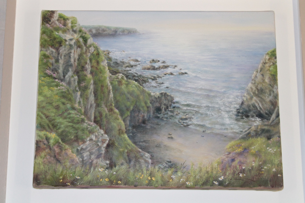 Artist Unknown - oil on canvas Cornish coastal scene, indistinctly signed,
