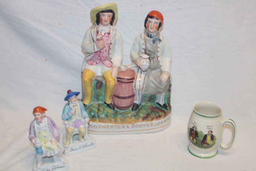 A Victorian Staffordshire pottery figure of Tam O Shanter and Sooter Jonny,