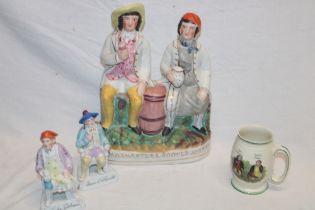 A Victorian Staffordshire pottery figure of Tam O Shanter and Sooter Jonny,