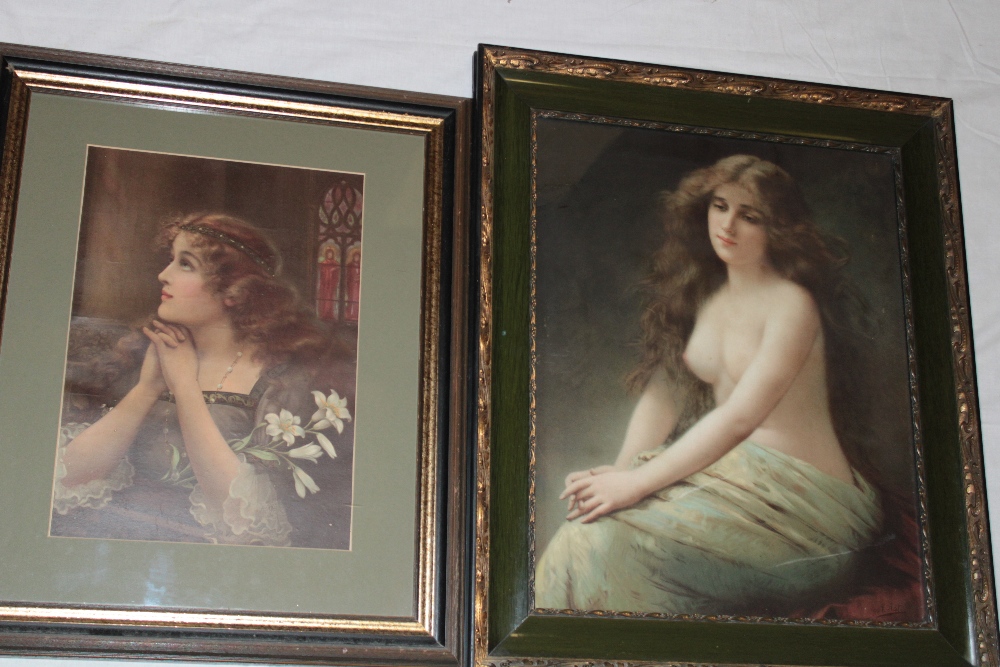 Two 19th century Art Nouveau coloured prints depicting bust portraits of females
