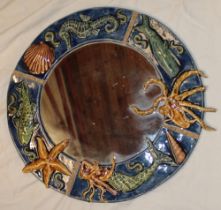 A Cornish crafted circular wall mirror by Catharine Jorgensen of St.