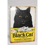 A small old enamelled advertising sign "Black Cat Pure Matured Virginia Cigarettes",