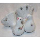 A good quality Lladro china figure of a pair of doves with raised floral decoration,