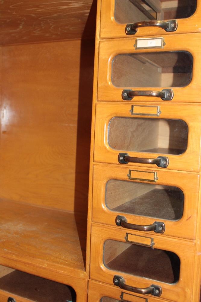 A good quality ash shop full length millinery cabinet with two base drawers below an arrangement of - Image 3 of 3
