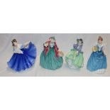 Four Royal Doulton china female figures including "Lady Charmian/Elaine/Helen/Top o the Hill" (4)