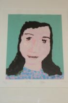 A coloured limited-edition portrait print by Julian Dyson "Betty", signed,