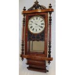 A 19th century wall clock with painted circular dial by Julian of Helston in inlaid walnut case