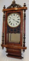 A 19th century wall clock with painted circular dial by Julian of Helston in inlaid walnut case