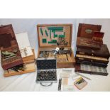 A selection of mainly boxed watchmaker's and jeweller's tools including small lathe with collet and