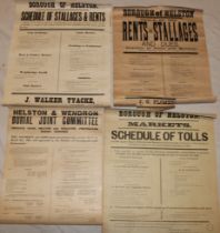 Four Borough of Helston posters including 1891 Table of Rents or Stallages and Dues,