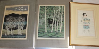 A pair of Japanese limited-edition coloured prints by F.