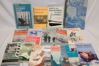 Various Cornish shipwreck and boat related volumes including Cornish Shipwrecks - The North Coast;