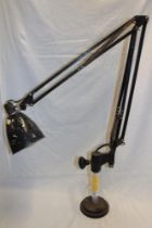 A vintage painted metal machinist's angle poise lamp originally from Holmans Camborne