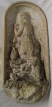 A 19th century plaster niche figure of a female climbing rocks,