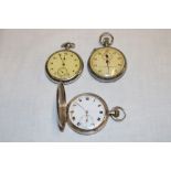 A gentleman's silver cased pocket watch with circular enamelled dial,