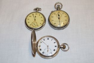 A gentleman's silver cased pocket watch with circular enamelled dial,