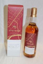 A bottle of Speyside Single Malt Scotch whiskey,