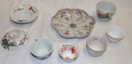 A selection of Eastern china tea bowls, stands, Chinese ornamental bowls etc.