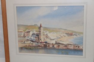 David Faull - watercolour Porthleven harbour, signed,