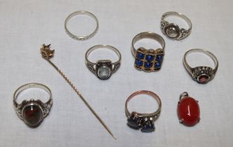 A selection of various dress rings,