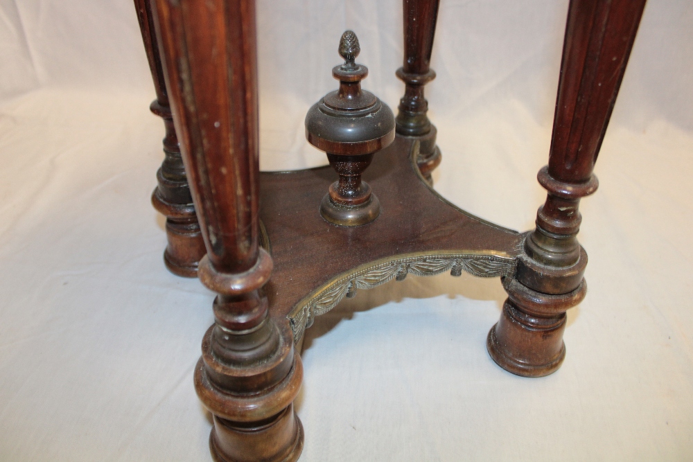 An unusual brass mounted mahogany octagonal occasional table with inset marble top and brass - Image 3 of 3