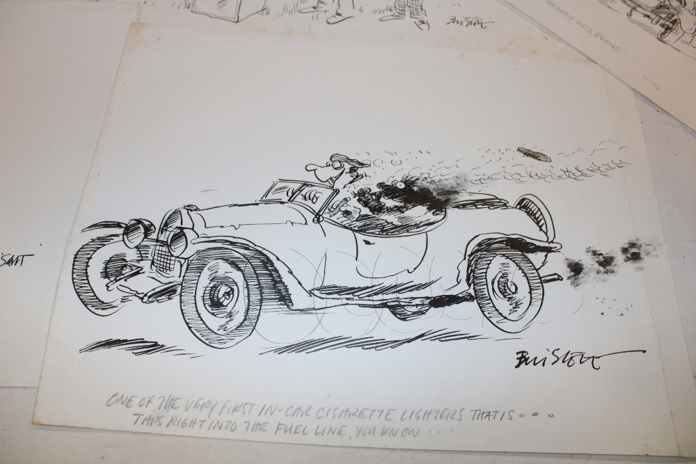 Twelve original pen and ink cartoons by Bill Stott mainly involving motoring scenes signed with - Image 2 of 3