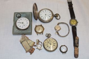 A selection of gentleman's pocket-watches including silver cased pocket-watch (af),