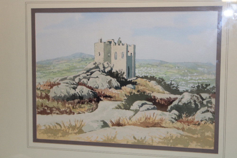 David Faull - watercolour A view of Carn Brea Castle, signed,