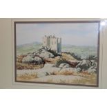 David Faull - watercolour A view of Carn Brea Castle, signed,