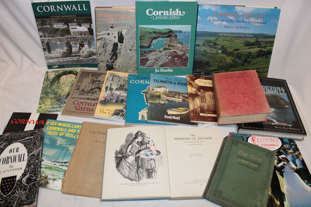 Various Cornish related volumes including Cornish Landscapes, Cornish Yarns, Festivals of Cornwall,