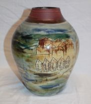 A Cornish studio pottery vase by Debbie Prosser of Gunwalloe made specifically for Martin Matthews