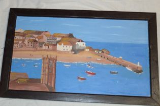 Artist Unknown - oil on board A study of St Ives Harbour,