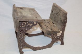 An unusual small iron framed traditional school desk,