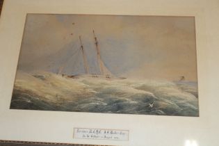 Artist Unknown - watercolour The Racing Yacht "Reindeer" at sea 1873, titled,
