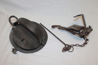 Two various old iron animal/vermin traps