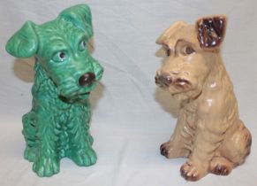 Two Sylvac pottery figures of seated terrier dogs,