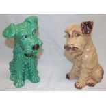 Two Sylvac pottery figures of seated terrier dogs,