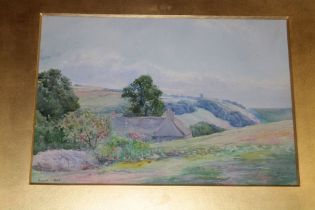 R** Glazier - watercolour A country landscape with cottage, signed,