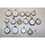 A selection of various silver cased fob watches, silver cased pocket watches and others,