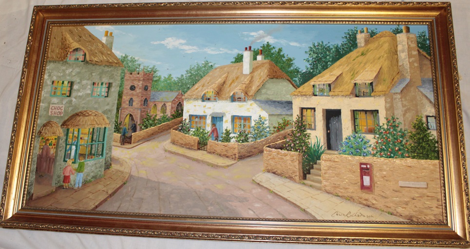 Colin Richardson - oil on board Cornish village scene, signed,