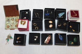 A selection of 9ct gold earrings, various other dress earrings etc.