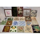 A selection of various ceramic tiles in varying sizes,