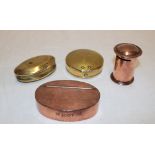 An old brass Welsh miner's-style oval snuff box,
