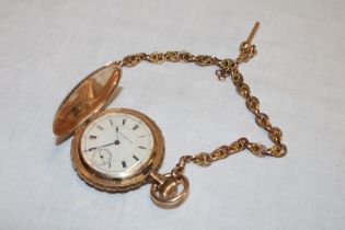 A gentleman's 14ct gold pocket watch with circular enamel dial by the Columbus Watch Co.