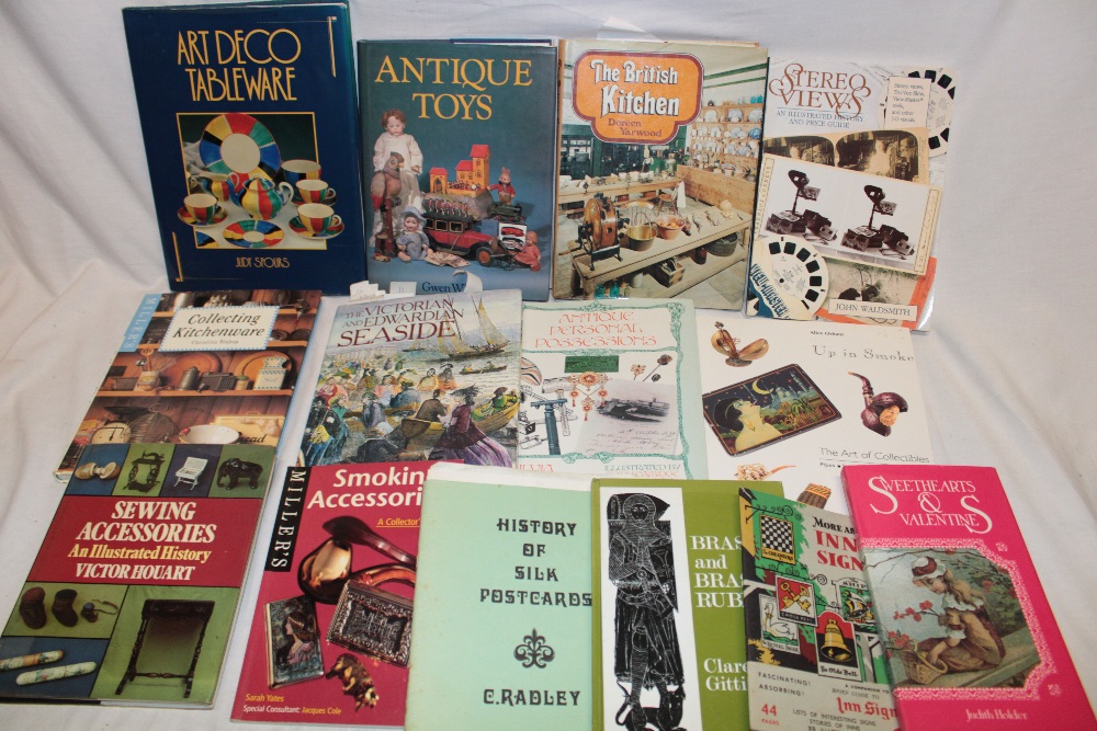 Various antique collecting volumes including Kitchenware, The British Kitchen, Art Deco Table Ware,