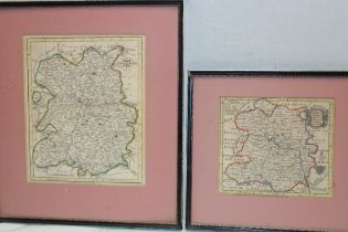An 18th century hand coloured map of Shropshire by E. Bowen and one other Shropshire map by J.